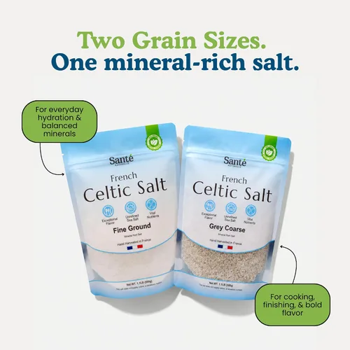 Vista 8 de Sante Naturelle Sal Celtica Grisa Gruesa - 1.1 lb (18 oz) Sal marina francesa sin refinar orgánica, rica en más de 82 minerales, 100% natural