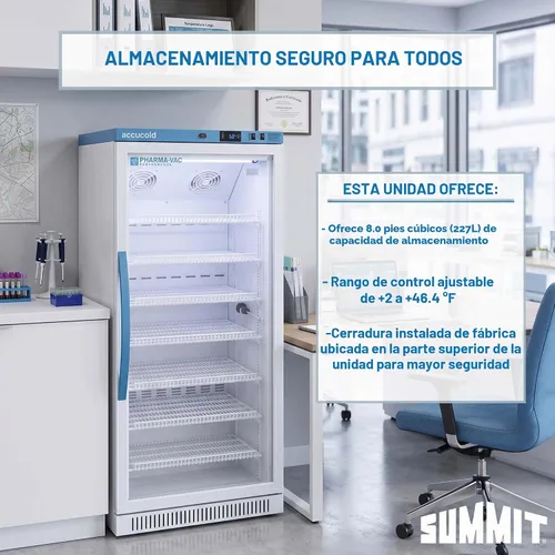 Vista 4 de ACCUCOLD - Refrigerador de vacunas de 8 pies cúbicos, puerta de vidrio