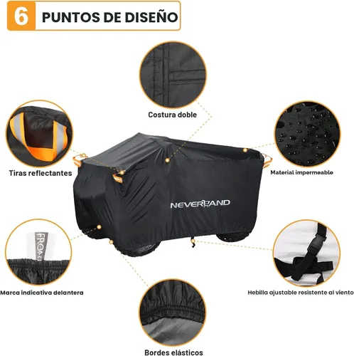 Vista 2 de NEVERLAND Cubierta para ATV Impermeable de Servicio Pesado Cubierta para Vehículo de 4 Ruedas Cubierta para Quad Resistente a Todas las Condiciones