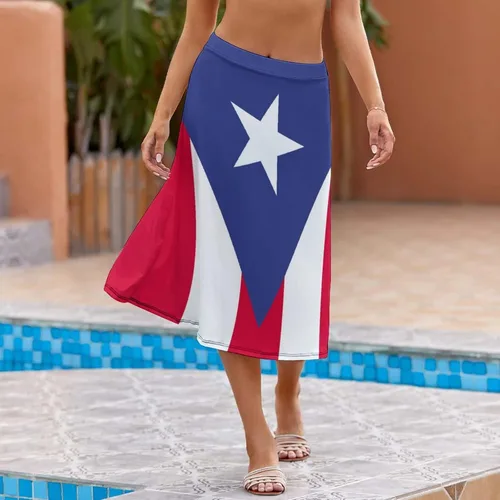 Vista 2 de Falda de bandera de Puerto Rico para mujer, top de verano, talla M