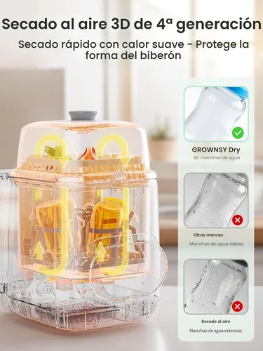 Vista 7 de Grownsy EaseClean - Lavadora de Biberones Pro Lavadora de biberones todo en uno y esterilizador y secadora Lavadora de biberones para biberones