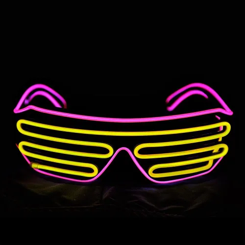 Vista 12 de Gafas de LED de Aqua Led de Neón electroluminiscentes para fiestas y disfraces modelo RB03., Púrpura + Azul