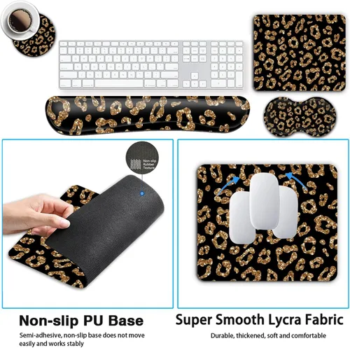 Vista 3 de Alfombrilla de mouse para juegos con reposamuñecas, reposamuñecas ergonómico de espuma viscoelástica para computadora, hogar, oficina, trabajo