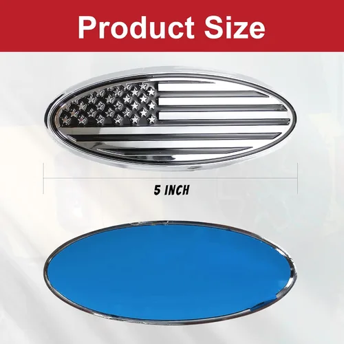 Vista 5 de Para Ford Emblem, emblema de la bandera estadounidense para portón trasero de 5 pulgadas para Bronco Sport 2020-2023 (plateado)