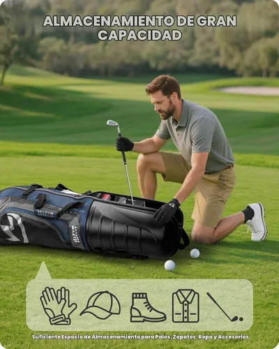 Vista 4 de Bolsas de viaje de golf OutdoorMaster para aerolíneas con ruedas y parte superior de caja rígida, protegen los palos de golf, ligeras y fáciles
