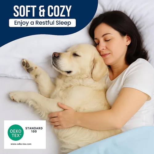 Vista 7 de Protector de colchón 100% impermeable tamaño individual, funda de rizo de algodón de alta calidad con bolsillos profundos elásticos, lavable a
