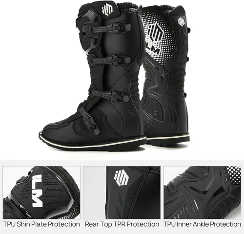 Vista 4 de ILM Botas de motocicleta impermeables ATV Motorcross Dirt Blike para hombres, modelo MX3