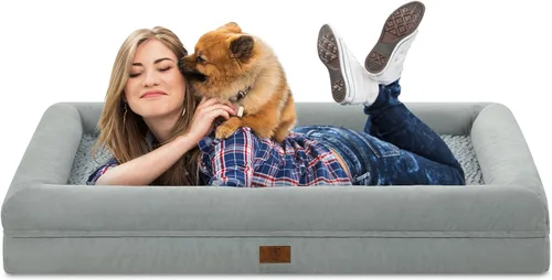Vista 12 de Cama ortopédica grande para perros, cama impermeable para perros con funda extraíble, sofá suave para mascotas con 4 lados extraíbles y base