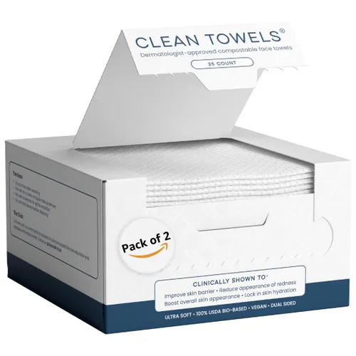 Vista 11 de Clean Skin Club Clean Towels, toalla facial 100% a base de plantas USDA, toalla facial desechable, aceptada por la asociación de eccemas, toallitas