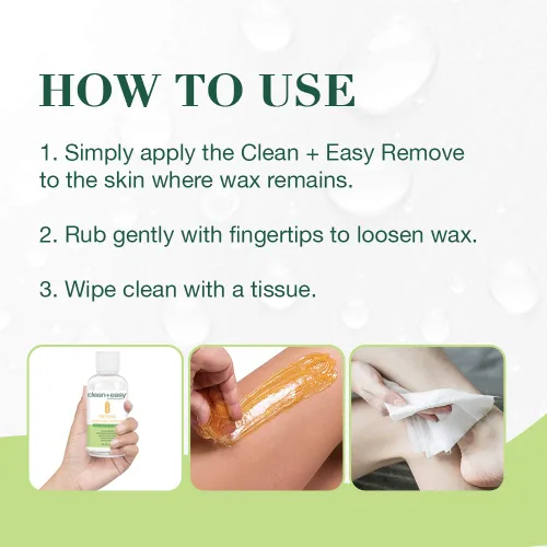 Vista 5 de Clean + Easy Remove: removedor de cera para la piel con aceite de germen de trigo, limpiador post encerado, 5 onzas