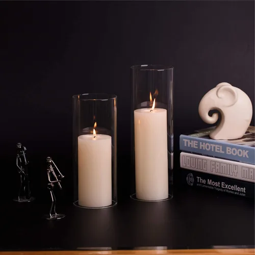 Vista 5 de WGVI Funda para portavelas Hurricane, ancho de 2 pulgadas, altura de 12 pulgadas, portavelas cilíndrico de vidrio transparente, tubo de chimenea