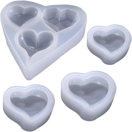 Vista 7 de Molde epoxi con forma de corazón profundo de 6 estilos, molde de silicona de tamaño de más de 1 pulgada, cuentas en forma de corazón de amor