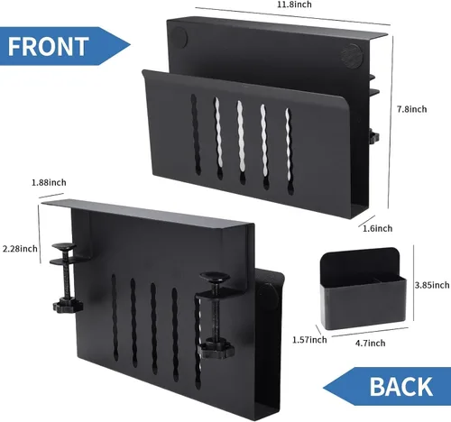 Vista 9 de Organizador lateral de escritorio, soporte para laptop con soporte magnético para bolígrafo, organizador de escritorio colgante sin taladros