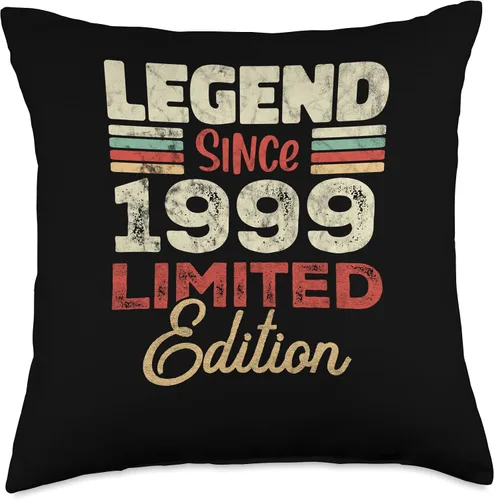 Vista 4 de Retro Since 1999 Limited Edition Born in 1999 24th Birthday 24 Year Old Since 1999 Limited Edition Throw Pillow, 16x16, Multicolor