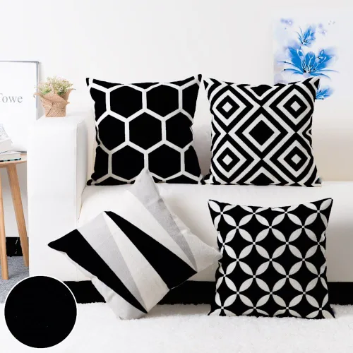 Vista 16 de Modern Homes Fundas de almohada en blanco y negro de 16 x 16 pulgadas; fundas de cojín 100% algodón para sofá y cama; fundas de cojín en blanco