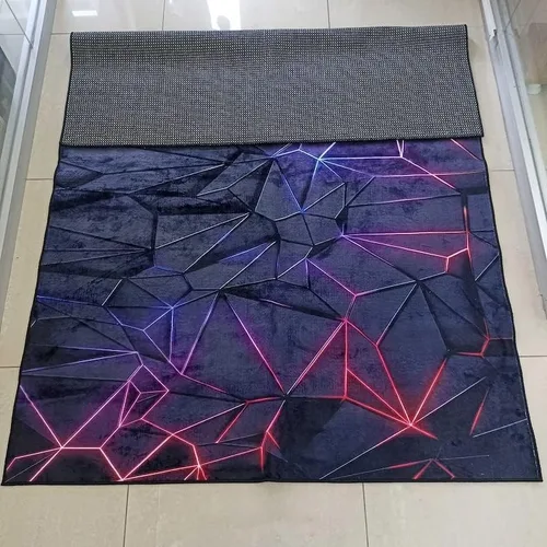 Vista 5 de Alfombra de sala de juegos, alfombra de deportes electrónicos, alfombra de aspecto neón, alfombra colorida, alfombra de juegos, alfombra morada