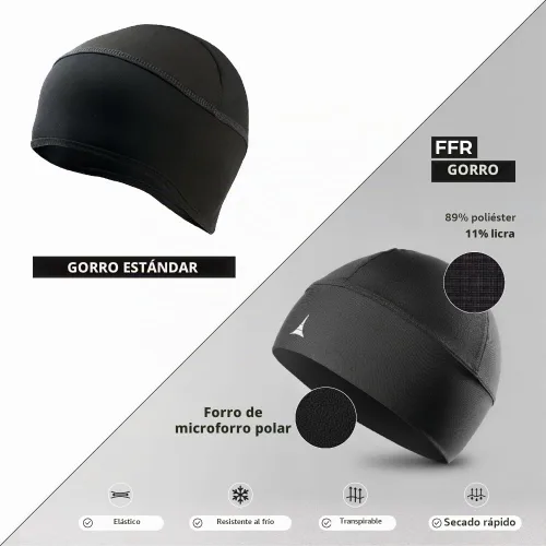 Vista 5 de Gorro Skull Cap con Forro para Casco Running Beanie - Máxima Retención Térmica y Rendimiento de Evacuación de Humedad. Se Ajusta Debajo