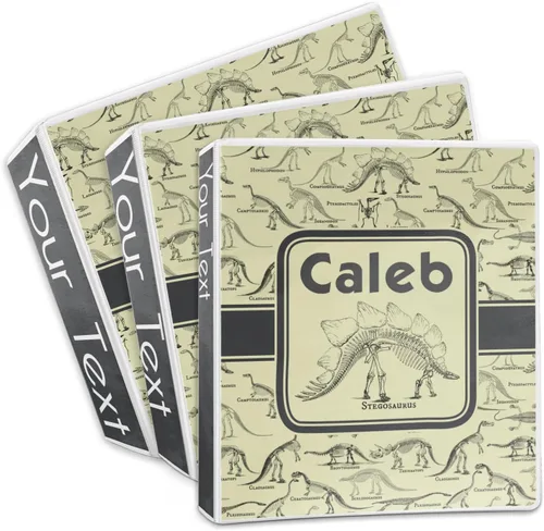 Vista 3 de Carpeta personalizada de 3 anillas con diseño de esqueleto de dinosaurio, 1 pulgada, multicolor