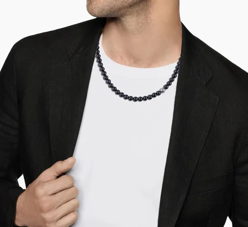 Vista 3 de GAVU Collar de cuentas de gemas semipreciosas de 8mm para hombres, collares de cristal curativos para hombres