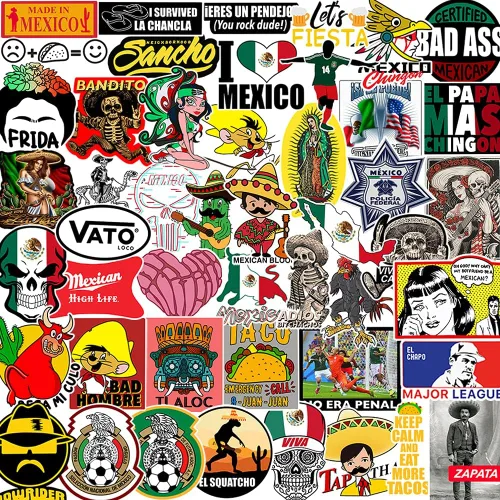 Vista 2 de 100 calcomanías mexicanas para casco, divertidas calcomanías de vinilo para caja de herramientas, diseño para casco, capucha, laptop, botella