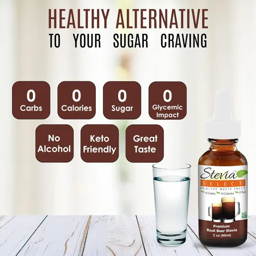 Vista 4 de Stevia Select Stevia Drops Cerveza de raíz de cereza negra y líquido de stevia de coco – Paquete de sabores de stevia sin azúcar (3) botellas de 2