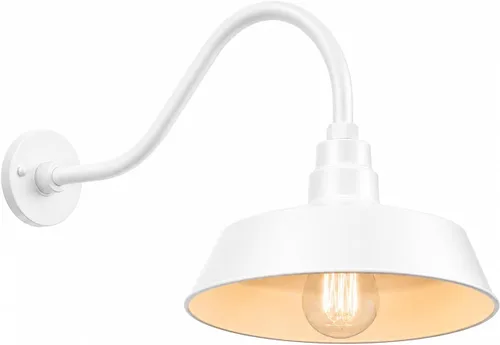 Vista 17 de 14 pulgadas. RLM Warehouse - Pantalla con brazo de cuello de cisne y bombilla Led A19 5000K de 9W Negro satinado (paquete de 1)