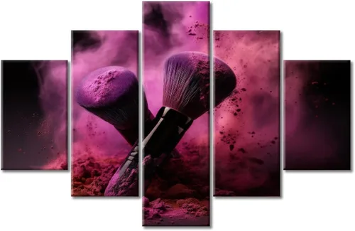 Vista 30 de Póster abstracto de labios de niña, cuadros dorados sobre lienzo, arte de pared, hermosos pósteres e impresiones en lienzo de 5 piezas, arte