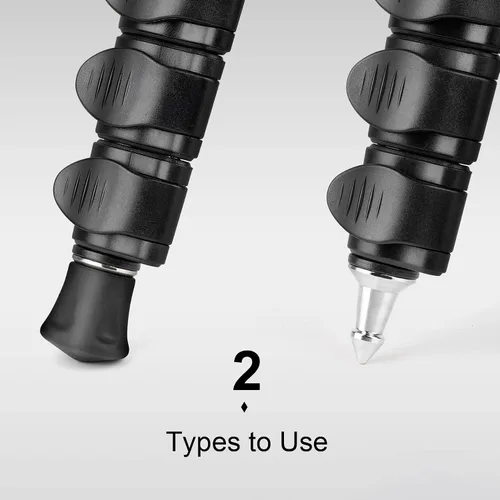 Vista 4 de Nineigh 3 patas de trípode con rosca de 1/4 de pulgada a 20, pie de goma antideslizante universal y picos de acero inoxidable, compatibles