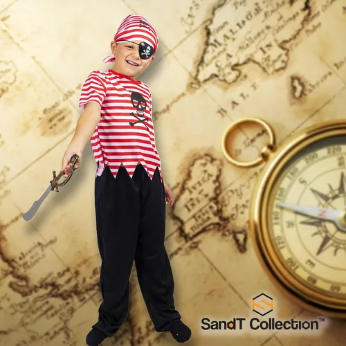 Vista 2 de SandT Collection Disfraz de pirata para niños pequeños y niñas