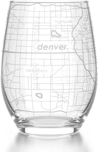 Vista 20 de Well Told Copa de vino sin tallo grabada con mapa de Atlanta, Georgia (15 oz, transparente) - Mapa de ciudad grabado, vaso personalizado, regalos