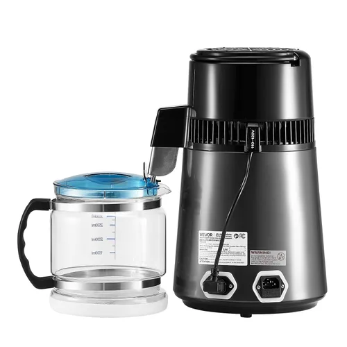 Vista 10 de VEVOR Destilador de Agua de 1750W, Fabricante de Agua Destilada de 0.4 Gal/H con Garrafa de Vidrio, Máquina Destiladora de Encimera de 4L/1.1 Gal