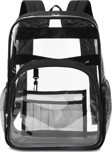 Vista 15 de BLUEFAIRY Mochila transparente para estadio escolar, mochila transparente de PVC resistente, grande, bolsa transparente, Verde, Moderno