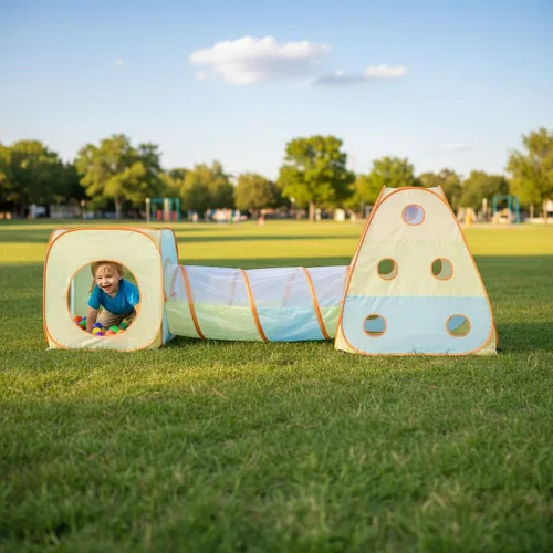 Vista 4 de UTEX Tienda de campaña desplegable 3 en 1 con túnel, pozo de pelotas para niños, niñas, bebés y niños pequeños, casa de juegos para interiores