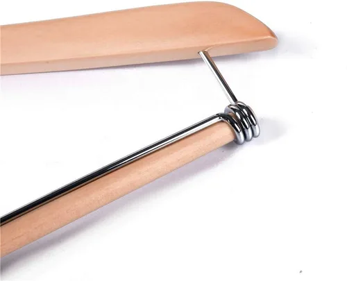 Vista 7 de Quality Hangers Perchas de madera hermosas y resistentes con barra de bloqueo, madera natural brillante (5)