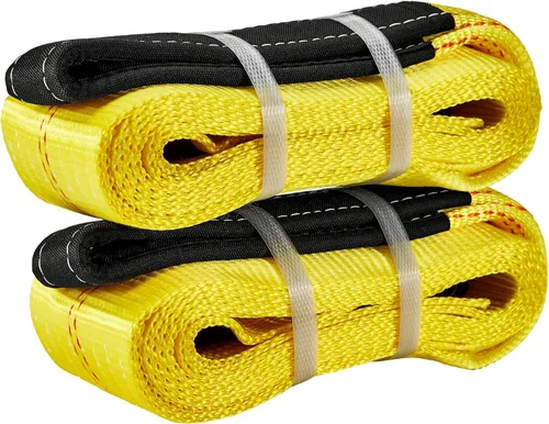 Vista 9 de Pindex Paquete de 2 eslingas de elevación de red de 2 pulgadas x 8 pies, 11000 libras, fuerza de rotura, 3500 libras, fuerzas de tracción, correas