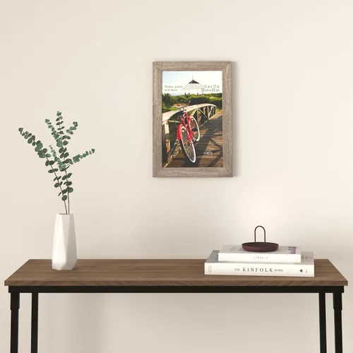 Vista 2 de MCS Marco para póster con estilo de museo, 11 x 17 pulgadas, madera de granero, vertical y horizontal, para colgar en la pared, marco grande