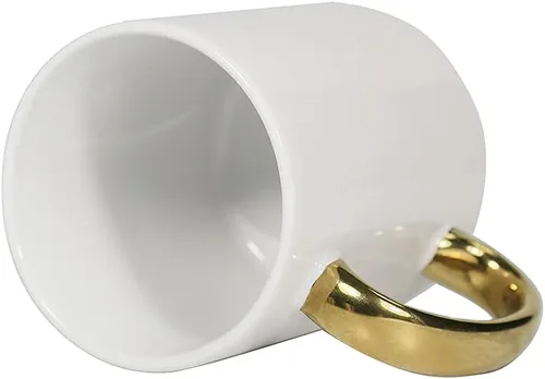 Vista 5 de MR.R Grado AAA Sublimación Blanks 6 juegos de tazas de café de cerámica blanca para lavavajillas con mango dorado 11oz taza clásica de cerámica