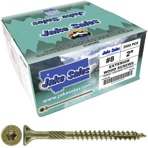 Vista 242 de 8 x 1 revestimiento exterior recubierto de bronce, tornillo de madera multiusos compatible con ACQ, cabeza plana Torx/Star Drive de 1 libra, 288