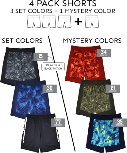 Vista 37 de Andrew Scott Pantalones cortos deportivos de baloncesto para niños con rendimiento activo y estilo de malla, varios paquetes
