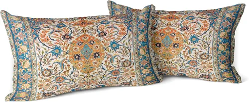 Vista 9 de Snycler Fundas de almohada boho 16x16 pulgadas juego de 2, almohadas de estilo boho para sofá en azul marino, rojo, geométrico, floral, decorativas
