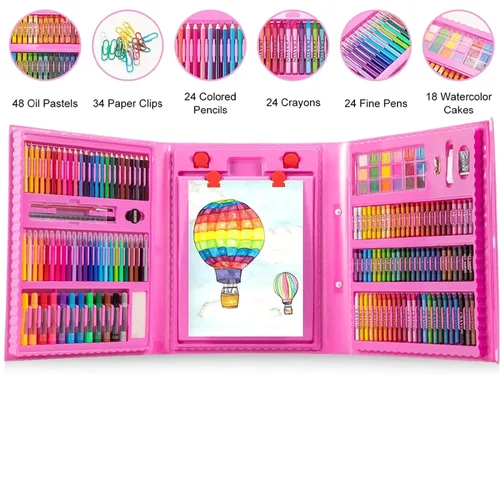 Vista 2 de Kit De Arte Dibujo Colores 208 piezas