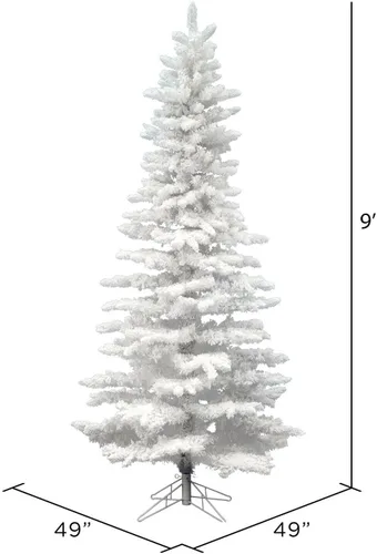 Vista 3 de Vickerman Árbol de Navidad artificial delgado blanco flocado sin luz de 9' (A893580)