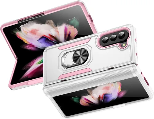Vista 11 de Funda para Samsung Galaxy Z Fold 5 con anillo de soporte, imán de sujeción agradable a la piel, de alto valor, para Samsung Galaxy Z Fold 5, funda