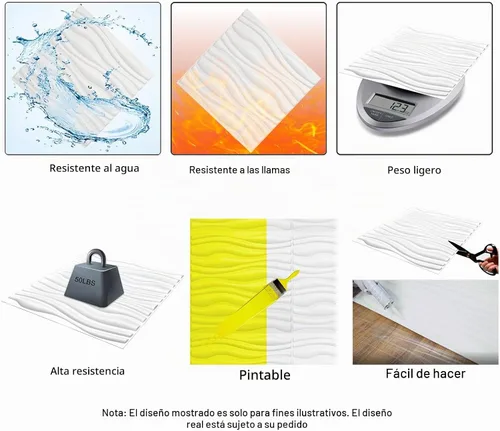 Vista 7 de Art3d Paneles de pared 3D texturizados con tablero ondulado de PVC, negro, 19.7 x 19.7 pulgadas (paquete de 12)