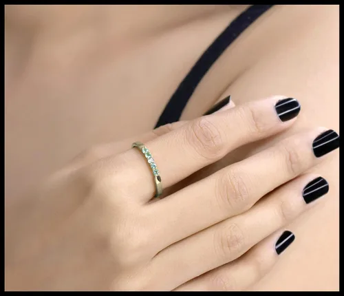 Vista 89 de Dazzlingrock Collection Anillo de boda redondo de 5 piedras preciosas o diamantes para mujer en oro macizo de 10 K/14 K/18 K