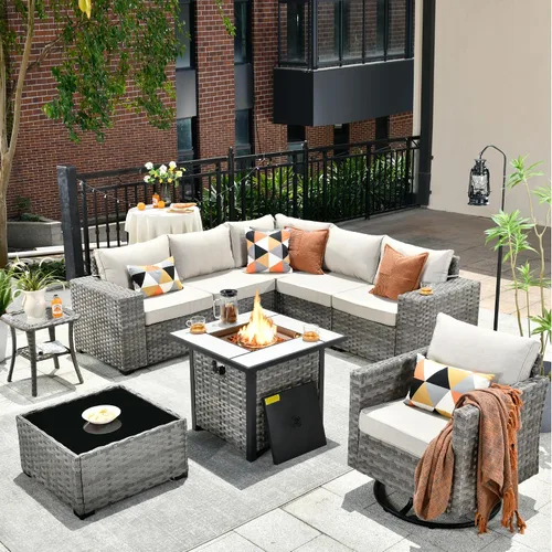 Vista 65 de HOOOWOOO Outdoor Patio Sectional Furniture Sofa Set with Widened Armrest,6 Piece Small Modern Wicker Couch,Modular L Shaped Conversation Seating Set