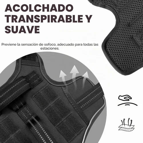 Vista 7 de Arnés para perros grandes resistente, arnés táctico sin tirones para perro con sistema Molle, chaleco para perro de servicio fácil de poner y Negro