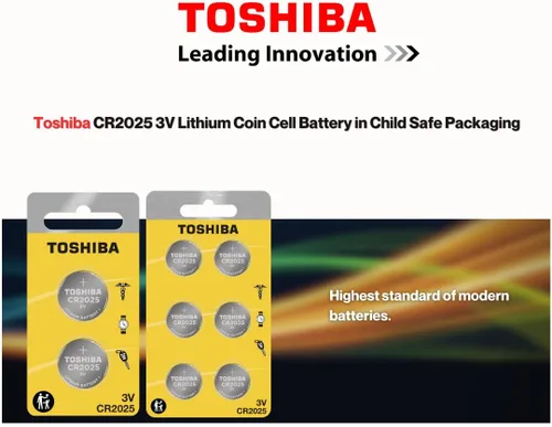 Vista 3 de Toshiba CR2025 - Paquete de ampolla resistente a los niños con celda de moneda de litio de 3 V (2 baterías)