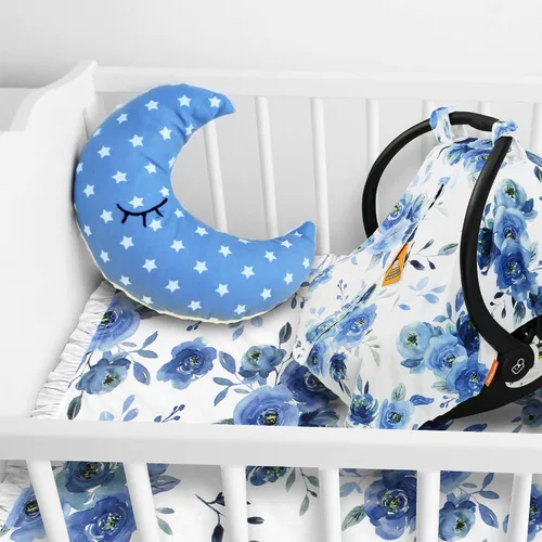 Vista 5 de Dear Baby Gear Toldo floral para asiento de automóvil para bebé con apertura de botón a presión, funda de asiento de automóvil para recién nacidos