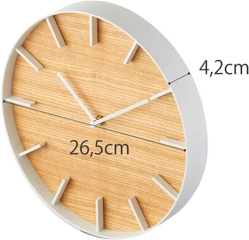 Vista 3 de YAMAZAKI Inicio Reloj de pared - Madera moderna Decoración del hogar Acero + Madera Talla única Ceniza